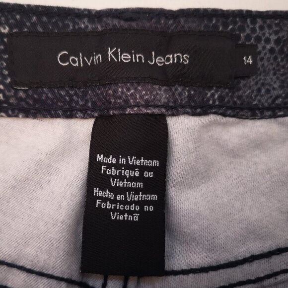 Calvin Klein Jeans Ladies Navy Size 14 Snake/Reptile Print Straight Leg Jeans - Picture 3 of 12